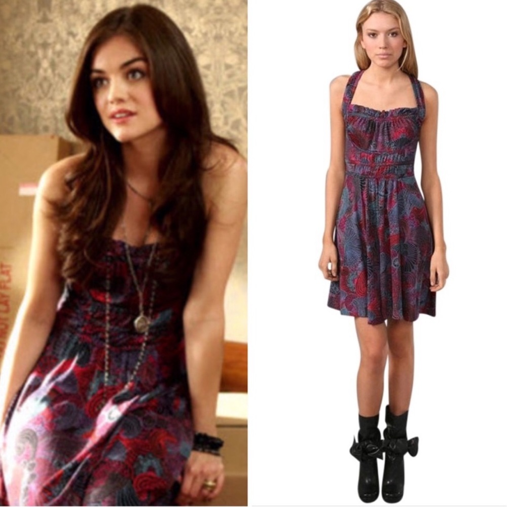 Marc by Marc Jacobs Navy and Red Printed Mini Dress
